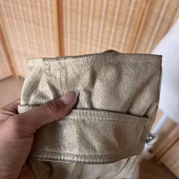 Bernardo tan genuine leather peacoat with gold metallic shimmer - Picture 8 of 8